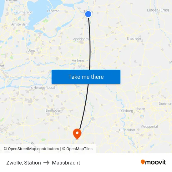 Zwolle, Station to Maasbracht map