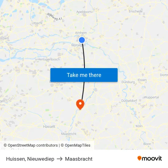 Huissen, Nieuwediep to Maasbracht map