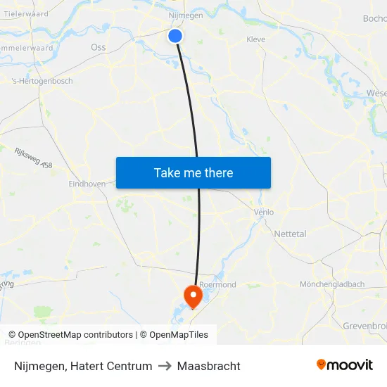 Nijmegen, Hatert Centrum to Maasbracht map