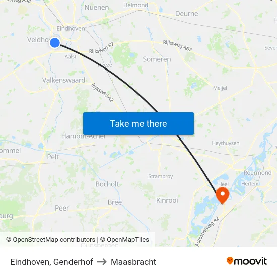 Eindhoven, Genderhof to Maasbracht map