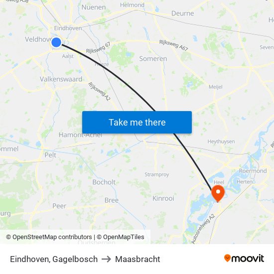 Eindhoven, Gagelbosch to Maasbracht map