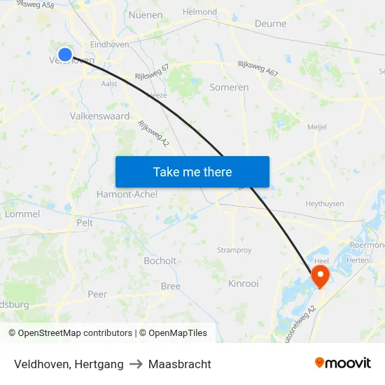 Veldhoven, Hertgang to Maasbracht map