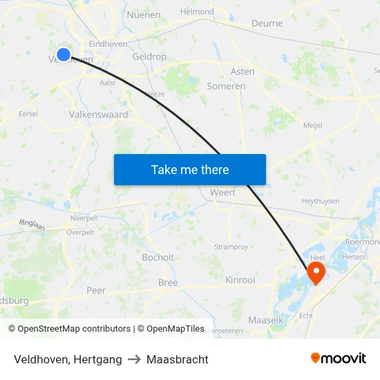 Veldhoven, Hertgang to Maasbracht map