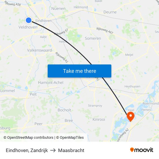 Eindhoven, Zandrijk to Maasbracht map