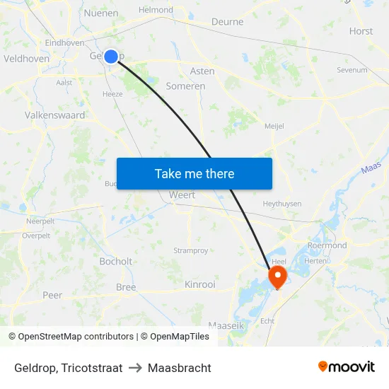 Geldrop, Tricotstraat to Maasbracht map
