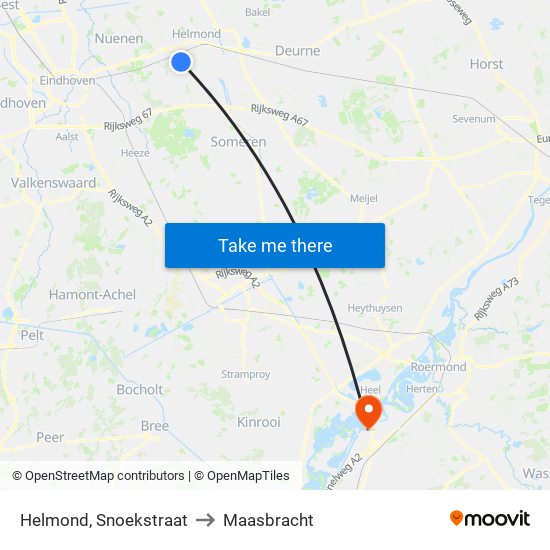 Helmond, Snoekstraat to Maasbracht map