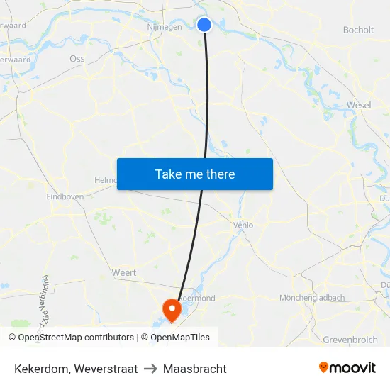 Kekerdom, Weverstraat to Maasbracht map