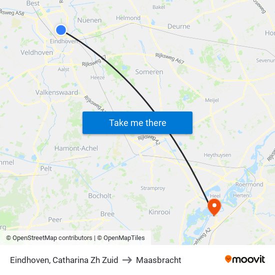 Eindhoven, Catharina Zh Zuid to Maasbracht map