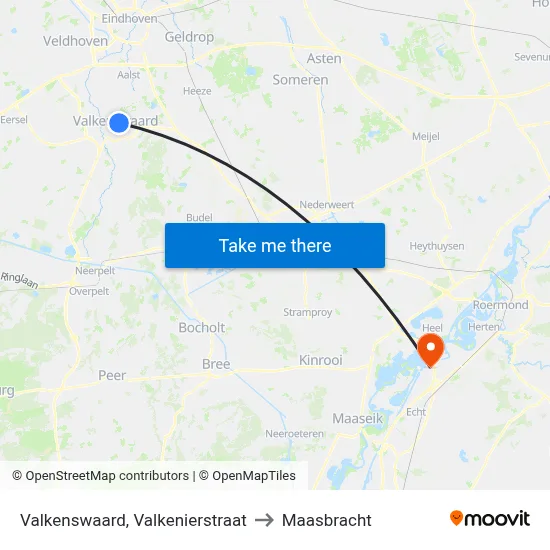 Valkenswaard, Valkenierstraat to Maasbracht map