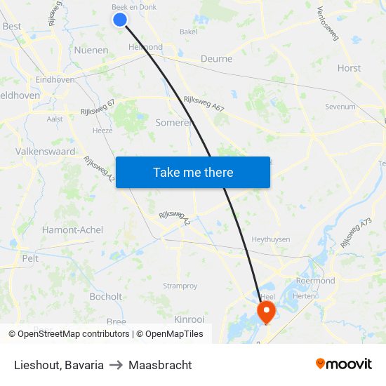 Lieshout, Bavaria to Maasbracht map