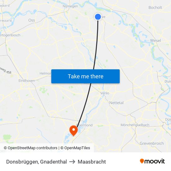 Donsbrüggen, Gnadenthal to Maasbracht map