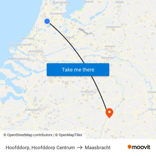 Hoofddorp, Hoofddorp Centrum to Maasbracht map