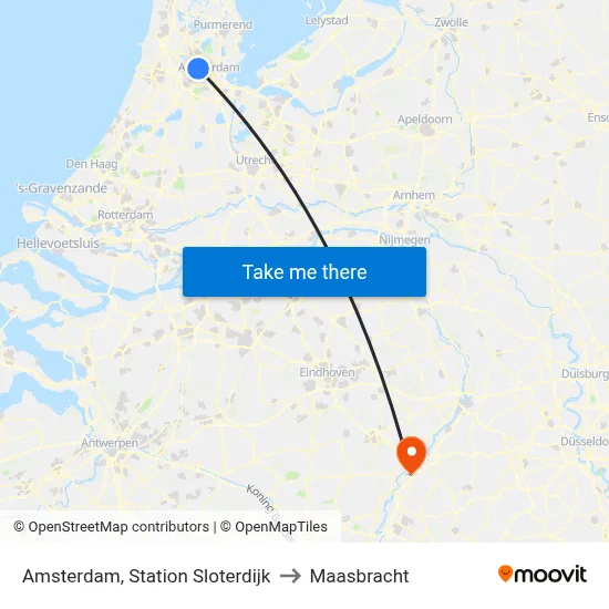 Amsterdam, Station Sloterdijk to Maasbracht map