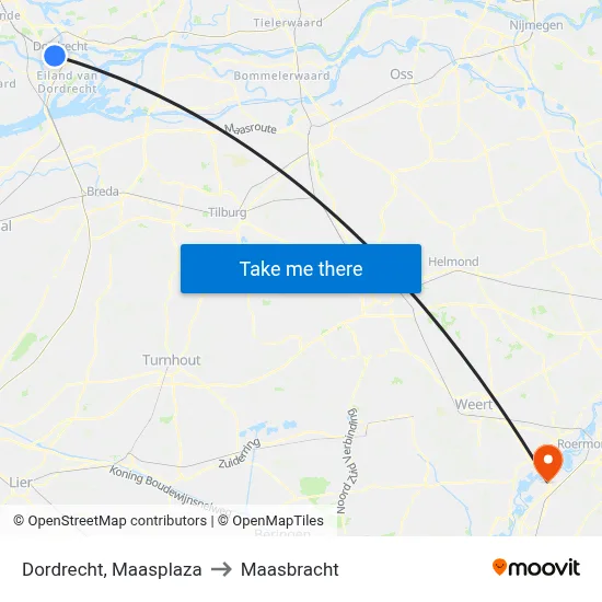 Dordrecht, Maasplaza to Maasbracht map