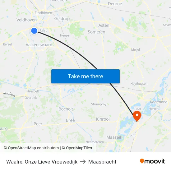 Waalre, Onze Lieve Vrouwedijk to Maasbracht map
