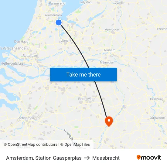 Amsterdam, Station Gaasperplas to Maasbracht map