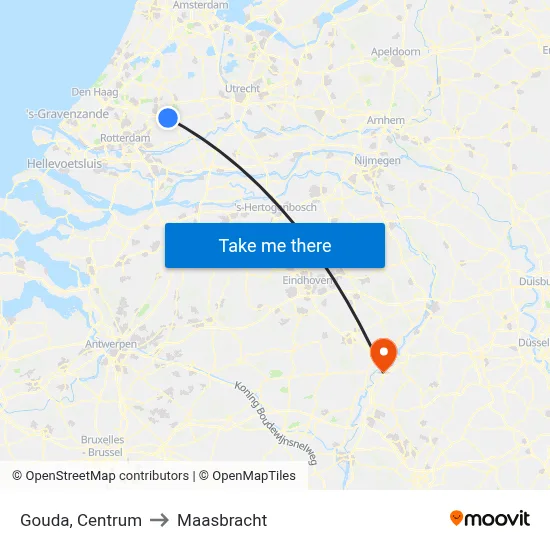 Gouda, Centrum to Maasbracht map