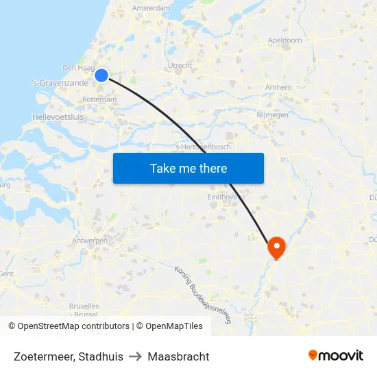 Zoetermeer, Stadhuis to Maasbracht map