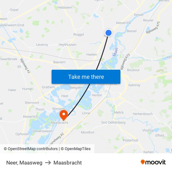 Neer, Maasweg to Maasbracht map