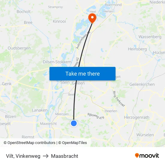 Vilt, Vinkenweg to Maasbracht map