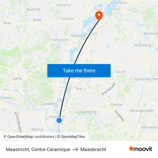 Maastricht, Centre Céramique to Maasbracht map