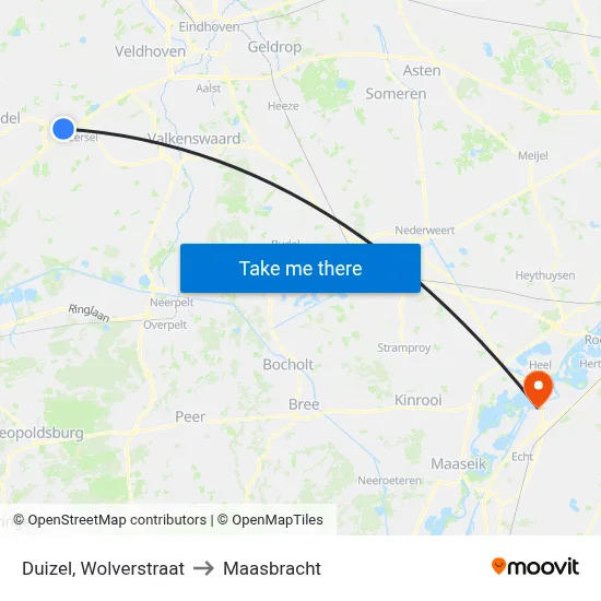 Duizel, Wolverstraat to Maasbracht map