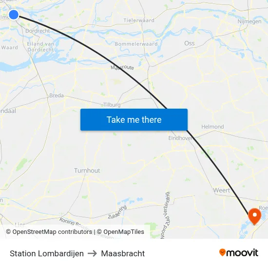 Station Lombardijen to Maasbracht map