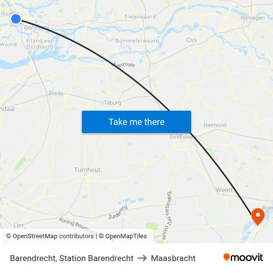 Barendrecht, Station Barendrecht to Maasbracht map