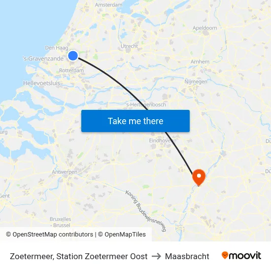 Zoetermeer, Station Zoetermeer Oost to Maasbracht map