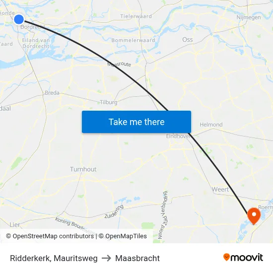 Ridderkerk, Mauritsweg to Maasbracht map