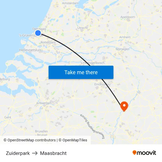 Zuiderpark to Maasbracht map