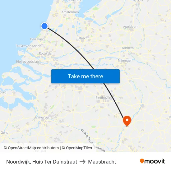 Noordwijk, Huis Ter Duinstraat to Maasbracht map