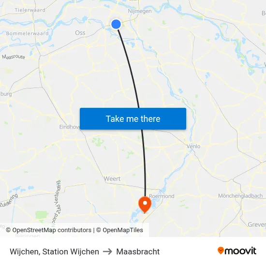 Wijchen, Station Wijchen to Maasbracht map