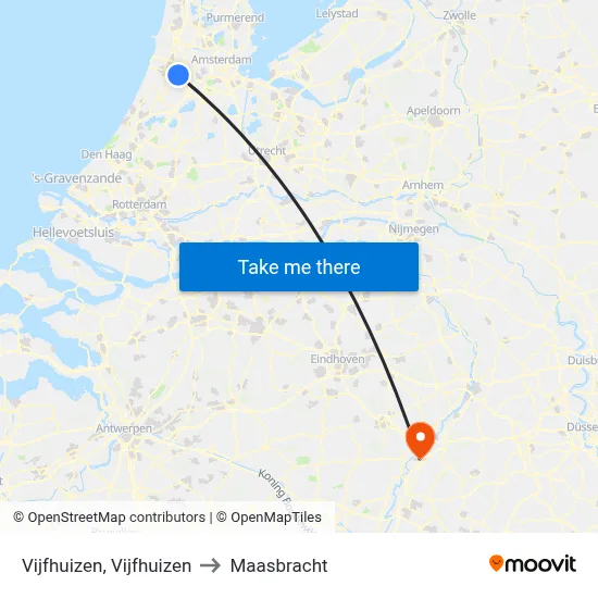Vijfhuizen, Vijfhuizen to Maasbracht map