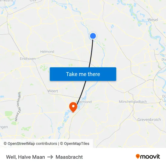 Well, Halve Maan to Maasbracht map