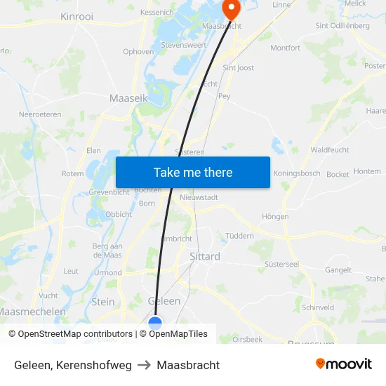 Geleen, Kerenshofweg to Maasbracht map