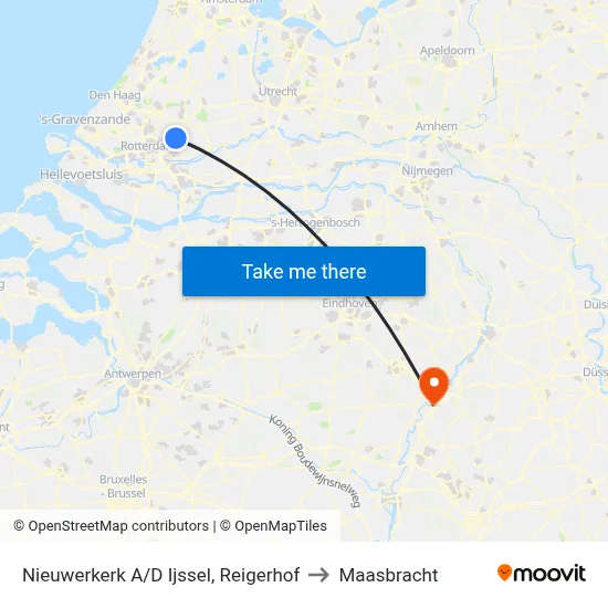 Nieuwerkerk A/D Ijssel, Reigerhof to Maasbracht map