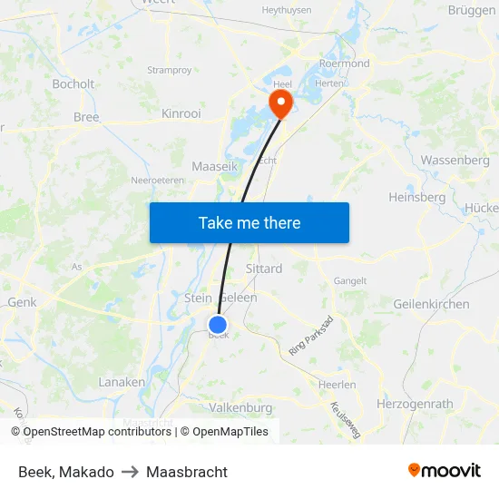 Beek, Makado to Maasbracht map