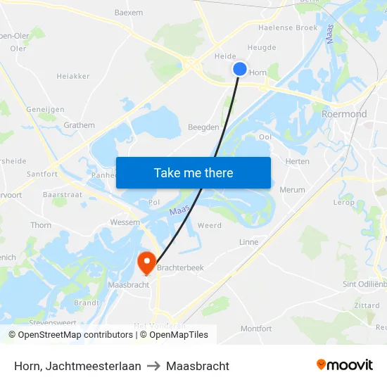 Horn, Jachtmeesterlaan to Maasbracht map