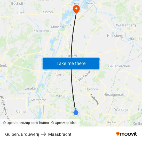 Gulpen, Brouwerij to Maasbracht map