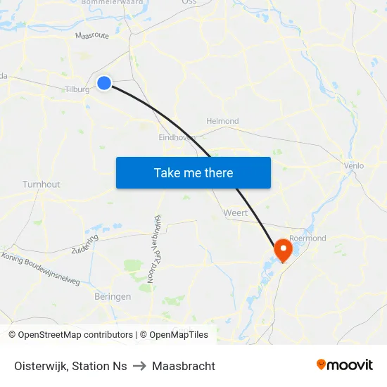 Oisterwijk, Station Ns to Maasbracht map