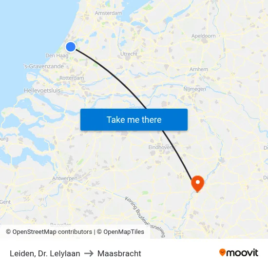 Leiden, Dr. Lelylaan to Maasbracht map