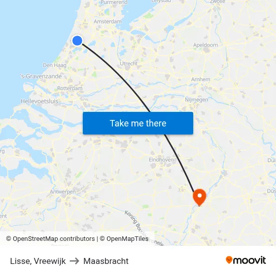 Lisse, Vreewijk to Maasbracht map