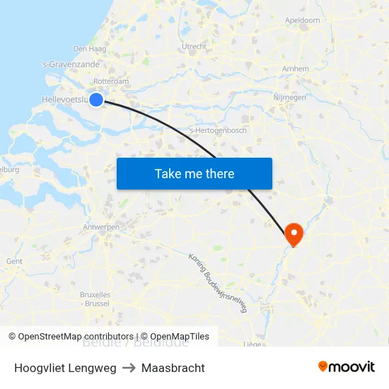 Hoogvliet Lengweg to Maasbracht map