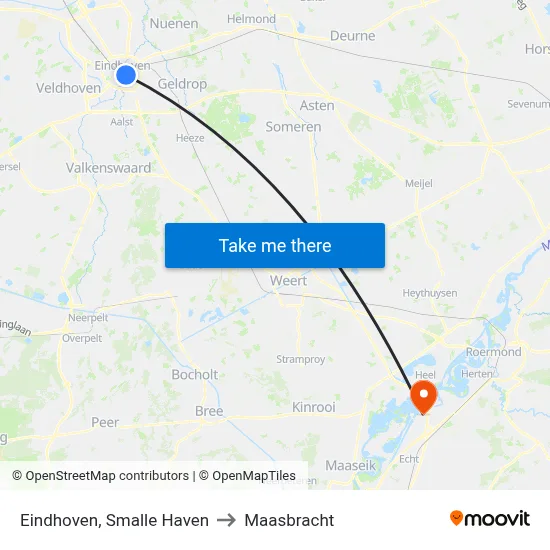 Eindhoven, Smalle Haven to Maasbracht map