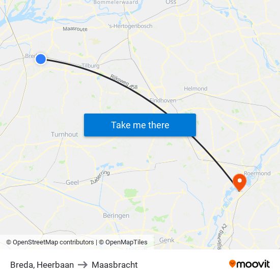 Breda, Heerbaan to Maasbracht map