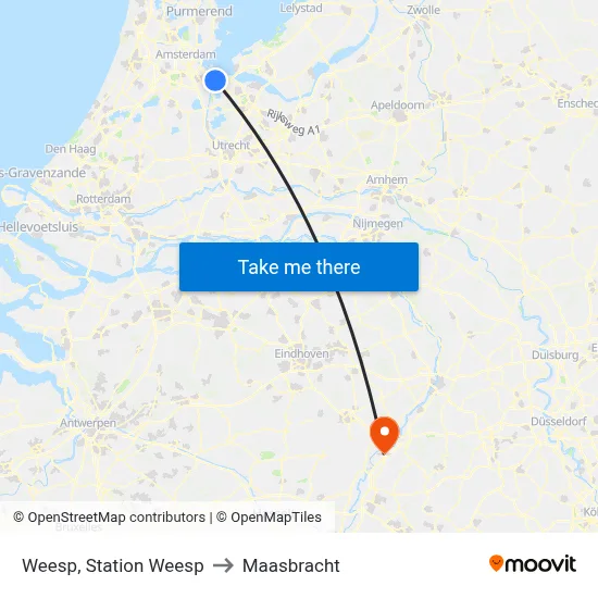 Weesp, Station Weesp to Maasbracht map