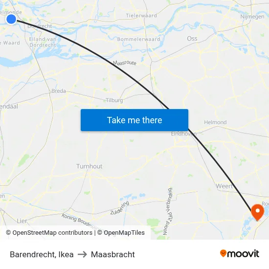 Barendrecht, Ikea to Maasbracht map
