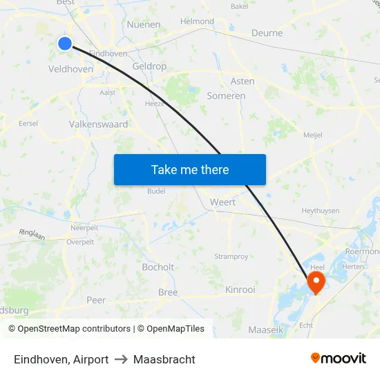 Eindhoven, Airport to Maasbracht map