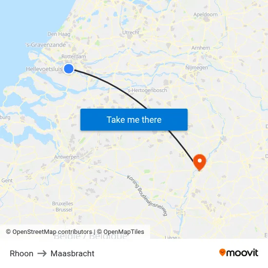 Rhoon to Maasbracht map